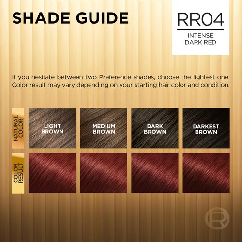 L'Oreal Paris Superior Preference Luminous Fade-Defying Permanent Hair Color, Hair Dye For Up to 9 Weeks of Radiance, Intense Dark Red RR-04, 1 Hair Dye Kit