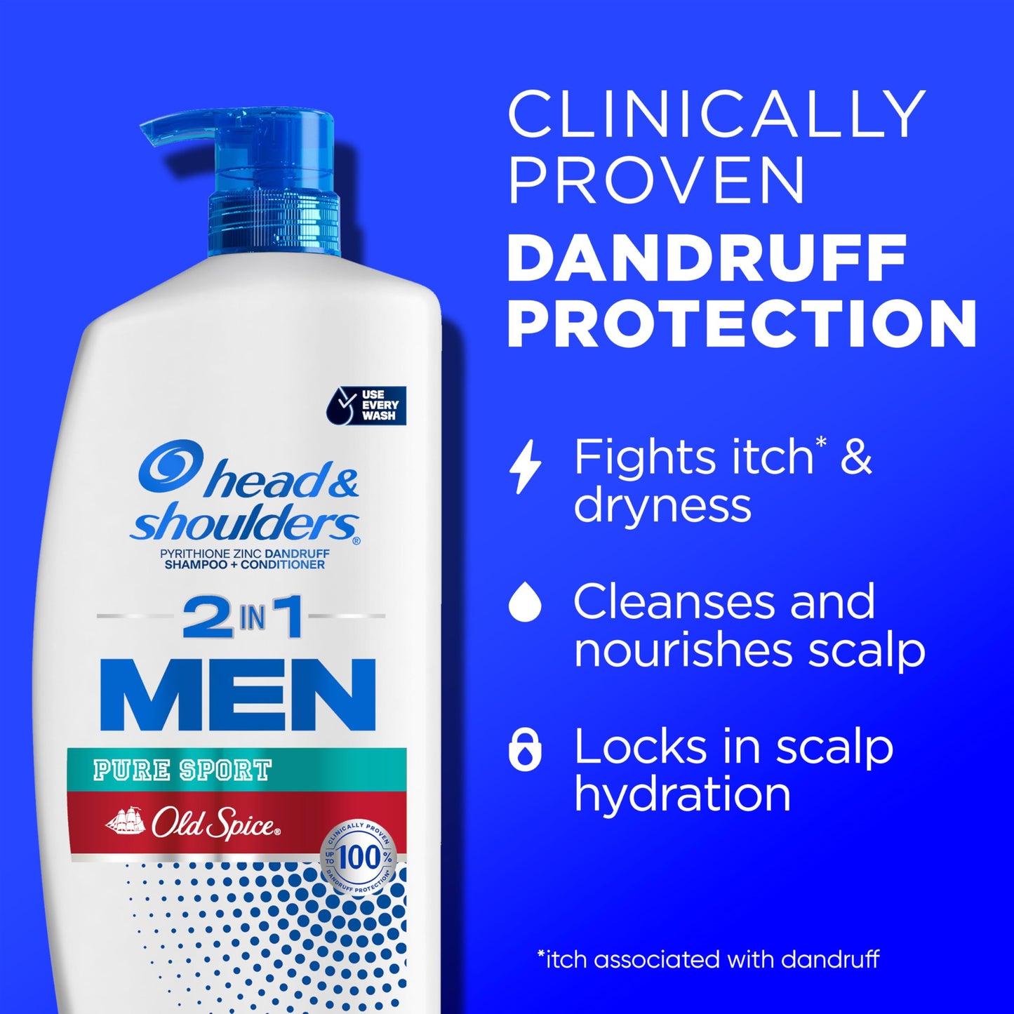 Head & Shoulders 2-in-1 Dandruff Shampoo and Conditioner Set, Clinically Proven Dandruff & Itch Relief, Lemon-Lime Scent of Old Spice Pure Sport, Nourish Scalp & Hair, 31.4 Fl Oz Each, 2 Pack