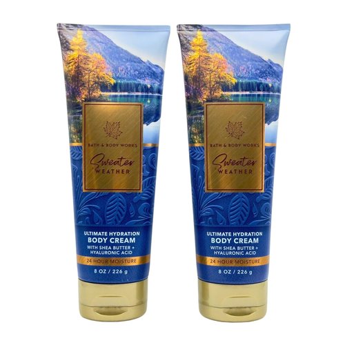 Bath & Body Works Ultra Shea Body Cream, 8oz Each, Pack of 2 (Sweater Weather)