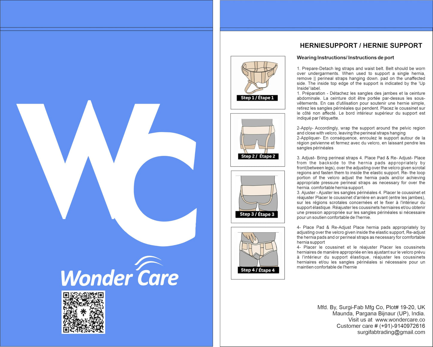 Wonder Care- Inguinal Hernia Support post-surgery Hernia pain relief Truss Brace for Double Inguinal or Sports Hernia with 2 Removable Compression Pads & Adjustable Groin Straps-Large