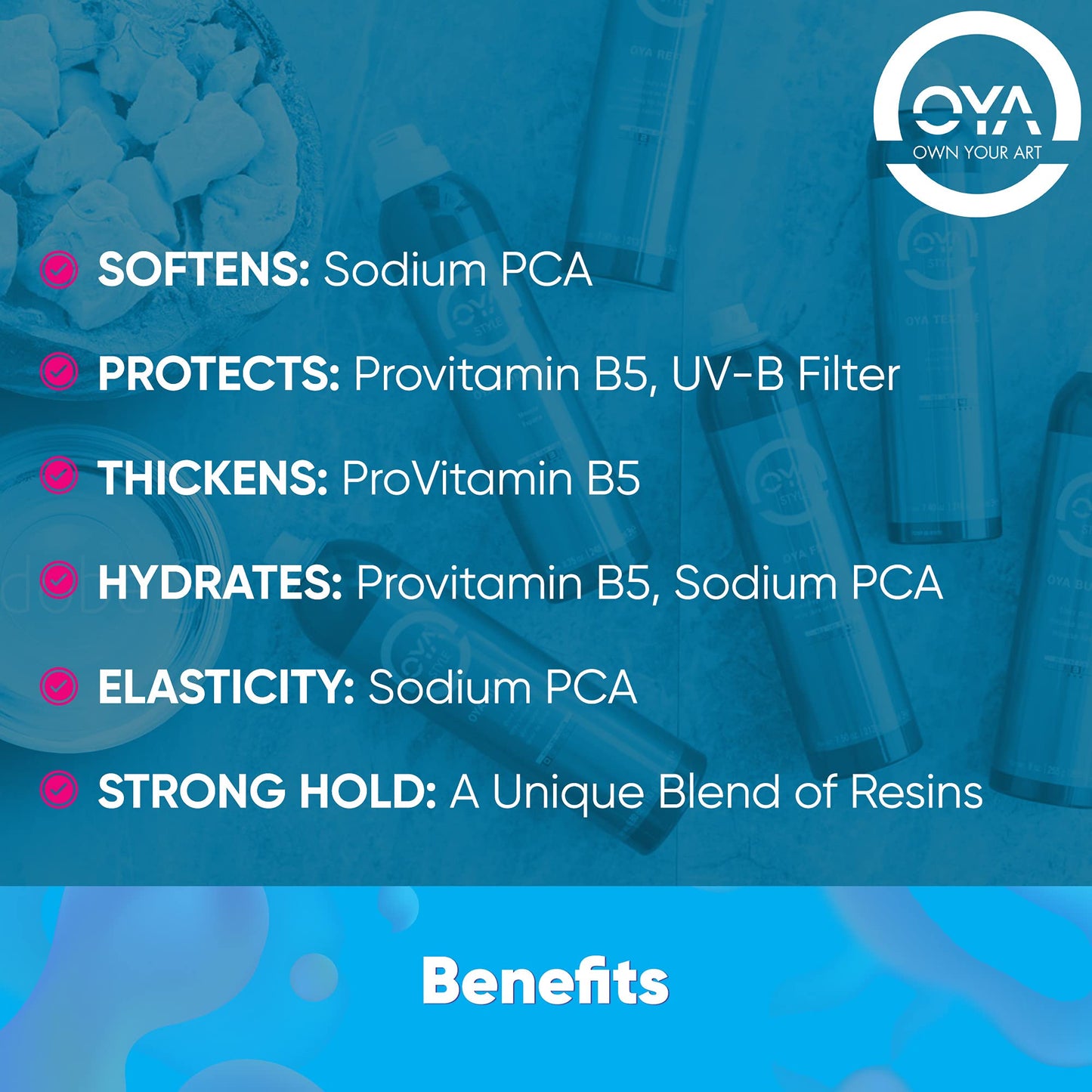 OYA FINIT Quick Drying Strong Hold Hairspray - 250ml Luminous Flexible Hold for Women and Men - Softening and Protective Spray for All Hair Types