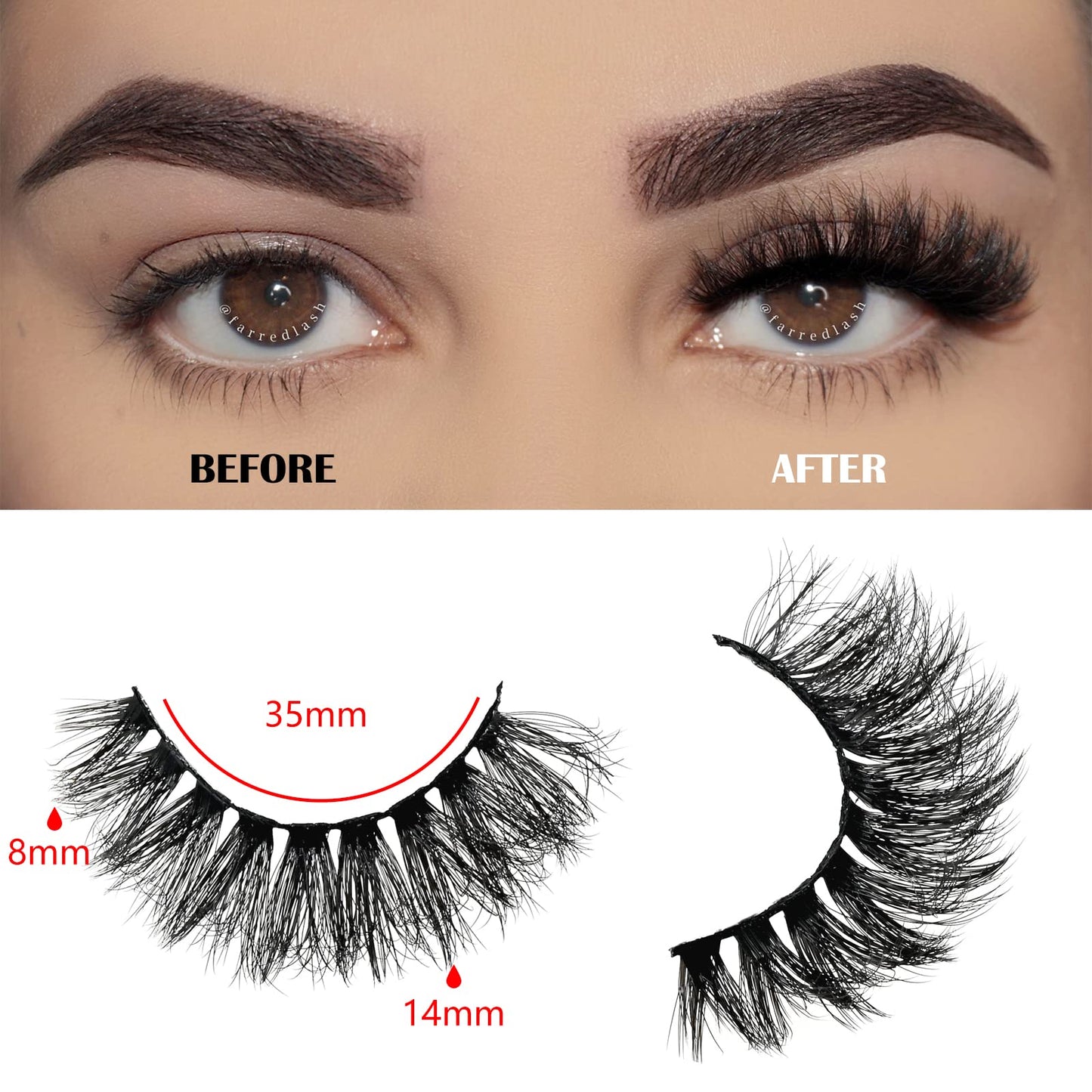 FARRED Wispy Lashes Hybrid Mink Eyelashes 14 Pairs Short Cat Eye Natural Fluffy False Eyelashes Faux Mink Strip Eye Lashes Pack for Daily Makeup (F18 | 8-14 mm)