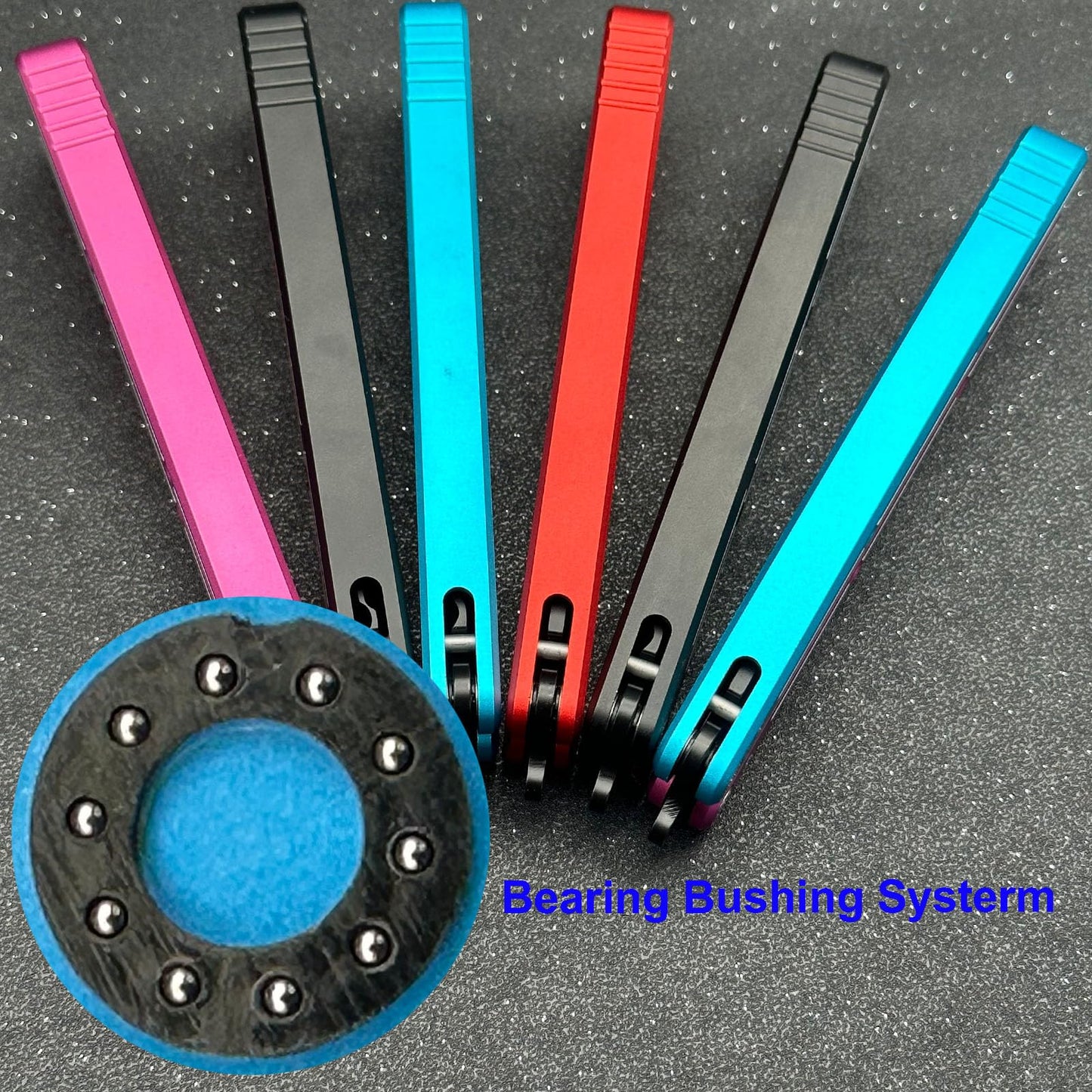 Colorful Butterfly Comb with Channel Aluminum Handles, Bearing Bushing Systerm, Zen Pins Designed, Gift for Boys,Men (Black+Red)