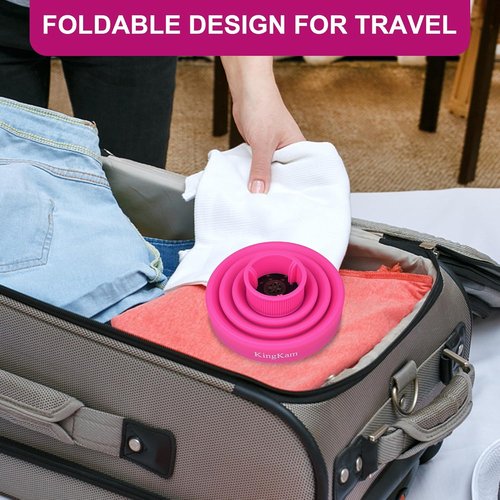 Collapsible Silicone Hair Dryer Diffuser - Travel-Friendly Design for Easy Storage | Fits Most Hair Dryers (1.575-1.968 Inch Nozzle) - Pink