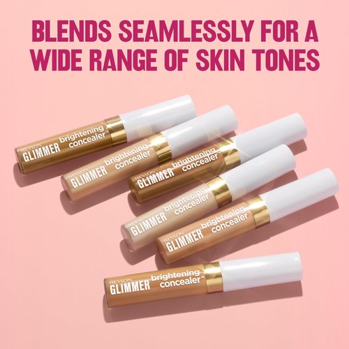 Revlon Glimmer Brightening Concealer, Liquid Under Eye Makeup, Made with Caffeine, Vitamin C, & Stevioside, 155, 0.3 fl oz