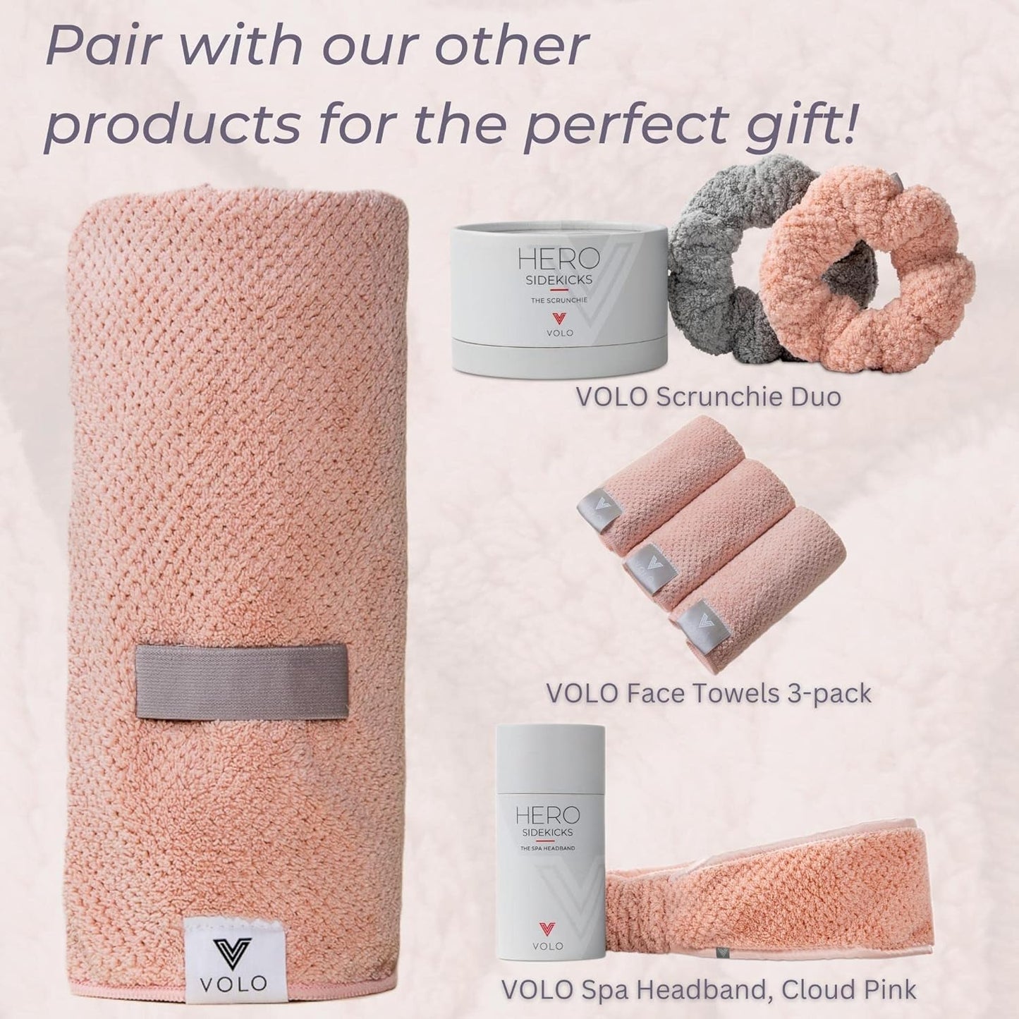 VOLO Hero Hair Towel - Ultra Soft Nanoweave™ Microfiber, Quick Dry, Anti-Frizz, Large Wrap - Salt White