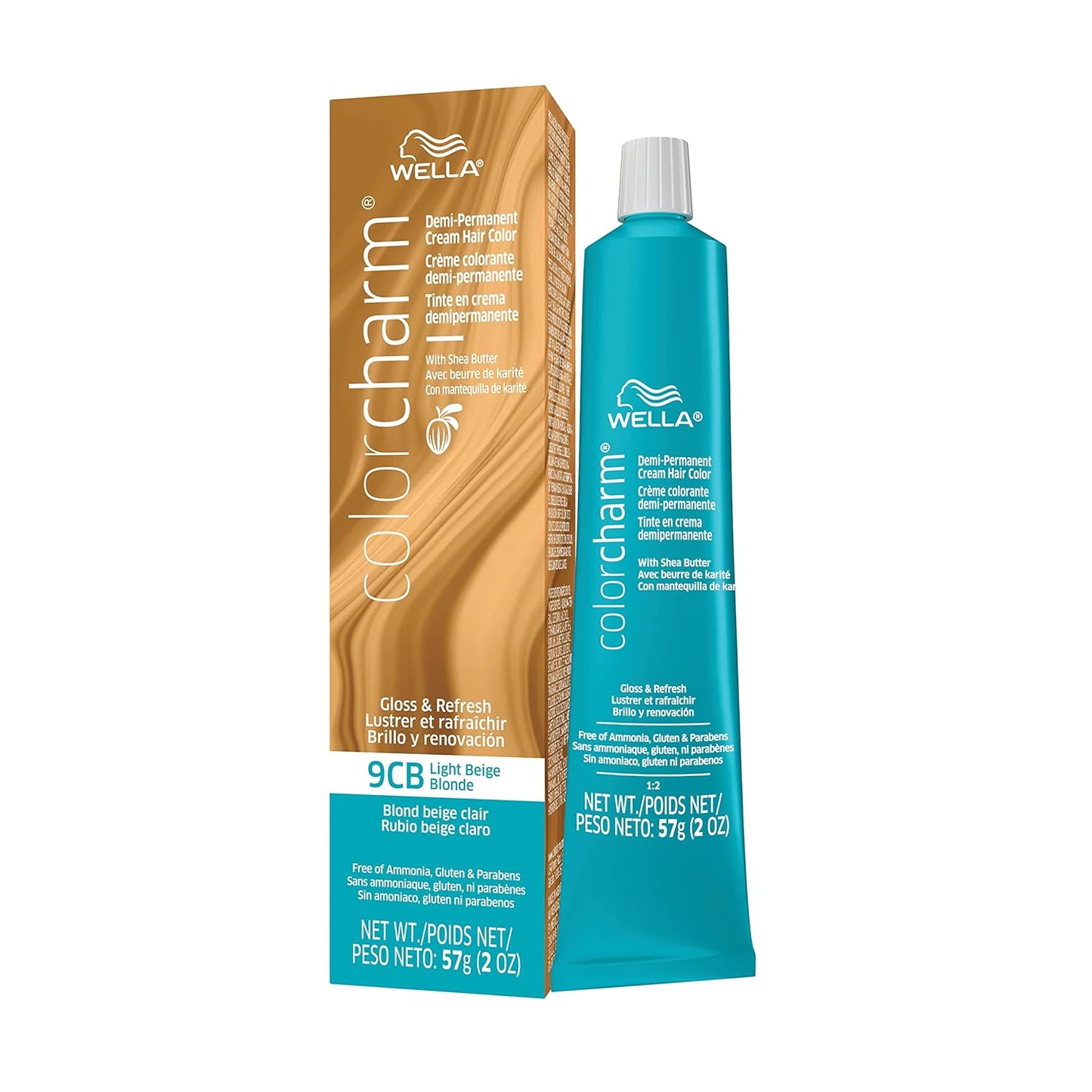 WELLA ColorCharm Demi-Permanent Hair Color | Glossy Gray Coverage, 9CB Light Beige Blonde + 10 Vol Developer