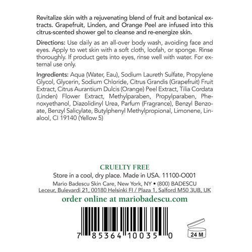 Mario Badescu Citrus Body Cleanser - Refreshing Shower Gel with Grapefruit & Orange Peel Extracts - Moisturizing Body Wash for All Skin Types