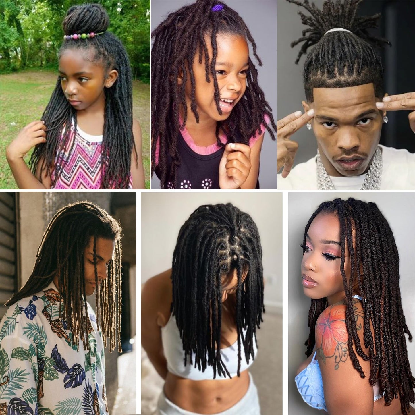Coriario 0.4 cm Permanent Loc Extensions Human Hair 6 inch 30 Strands Real Human Hair Dreadlock Extensions Natural Black Dreads Extensions for Men Women Kids