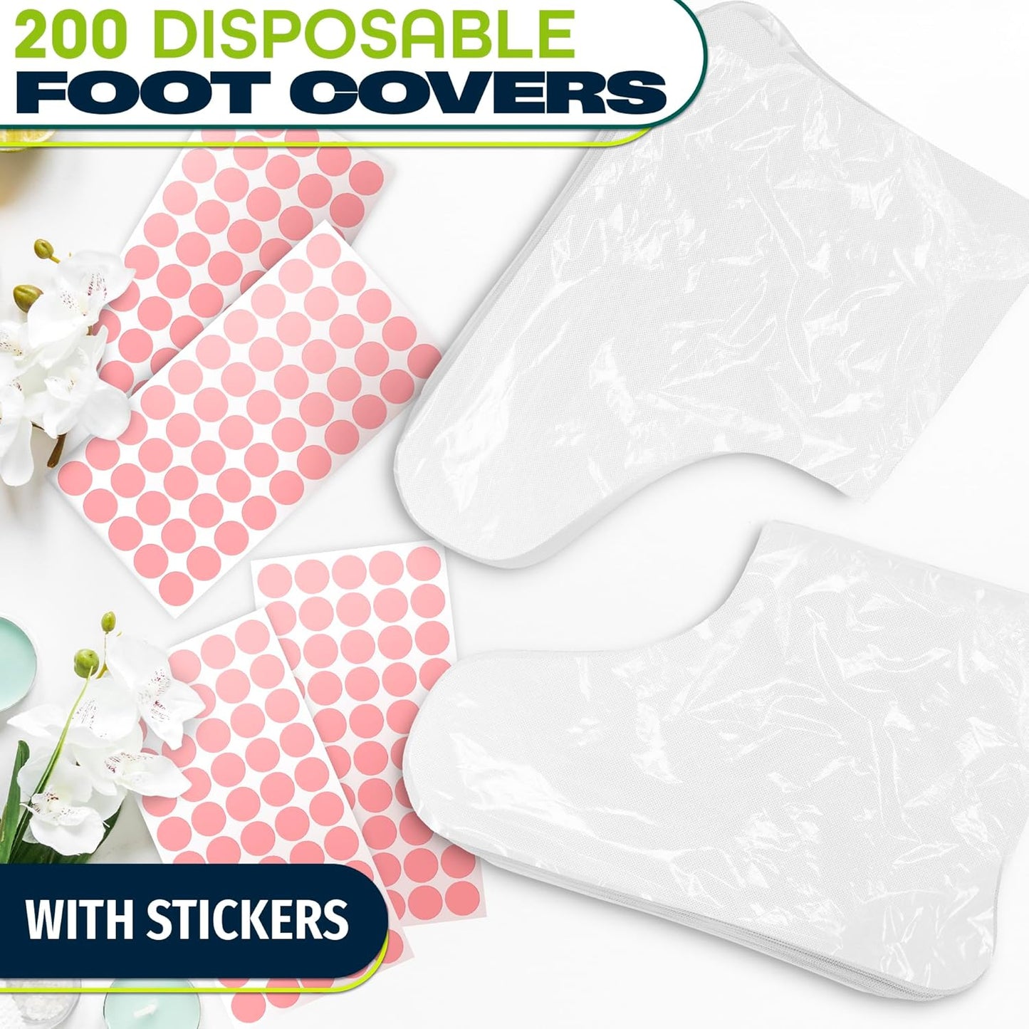 Skiennix Plastic Foot Covers - 200 Pcs Leak-Proof, Durable Anti-Slip Design | Moisturizing Socks for Foot Care