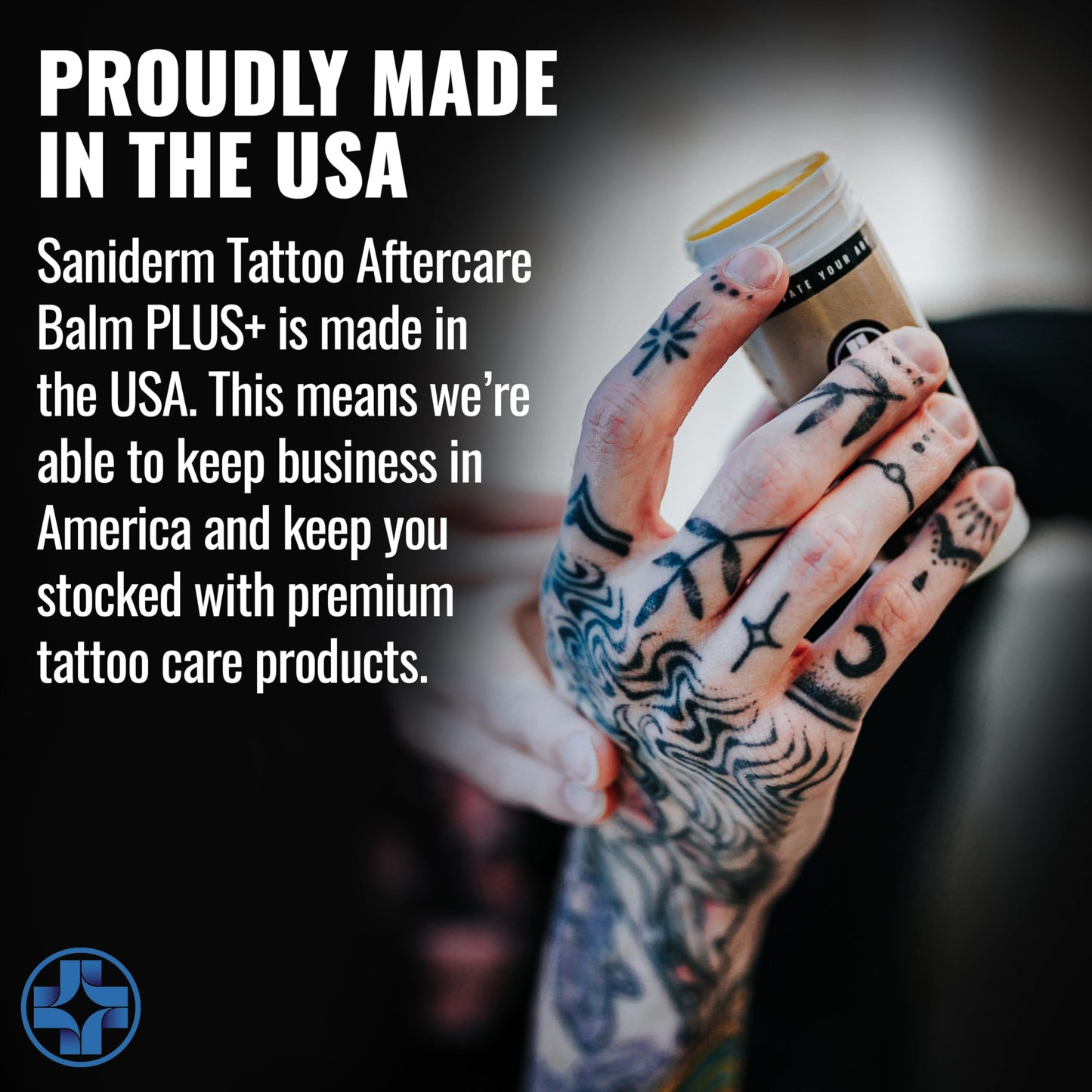 Saniderm Tattoo Aftercare Balm PLUS+ - Large (2.0 oz) – Petroleum Free, Organic Tattoo Moisturizer Infused with Colloidal Silver, Lavender Oil, and Other Natural Ingredients