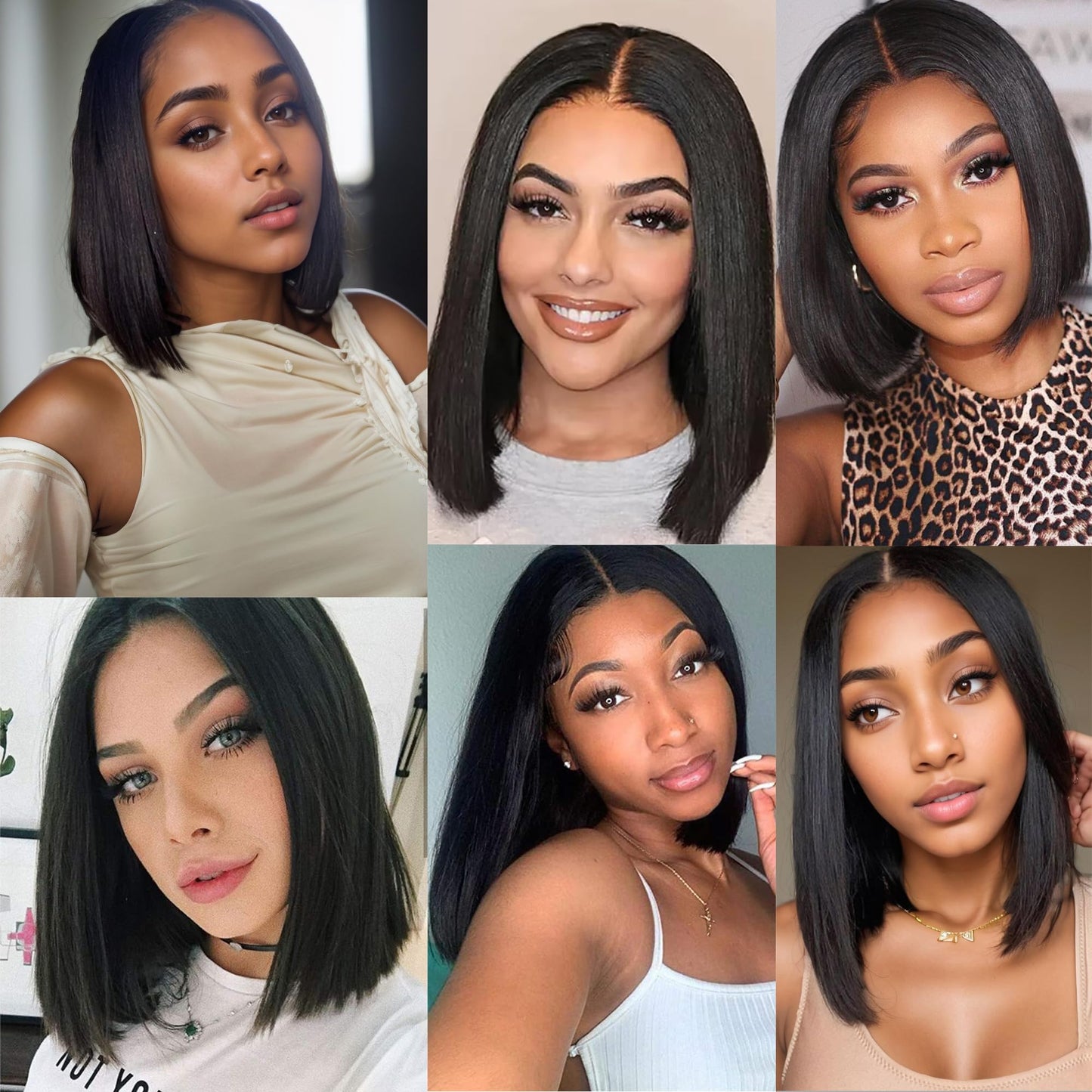 VOKEYLA Short Bob Wig Synthetic Lace Frontal Wigs For Women Black Straight Hair Glueless Yaki Straight Heat Resistant Natural Wig