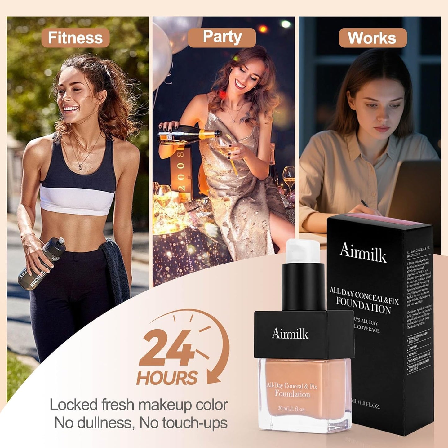 Skiennix Full Coverage Foundation - Skincare Makeup with Salicylic Acid for Sensitive Skin | 30ml Deep Cool