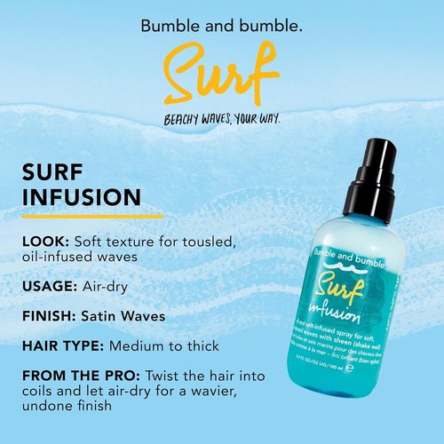 Bumble and bumble. Surf Infusion Oil & Sea Salt Spray - Adds Beachy Texture & Shine | For Medium to Thick Hair | 3.4 Fl Oz