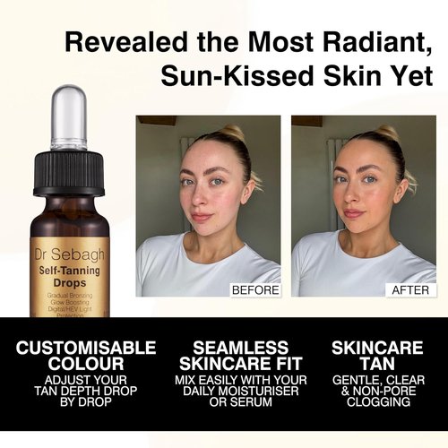 Dr Sebagh Self-Tanning Drops - Customizable Streak-Free Face Tanner | Natural Golden Glow (0.17 fl oz)