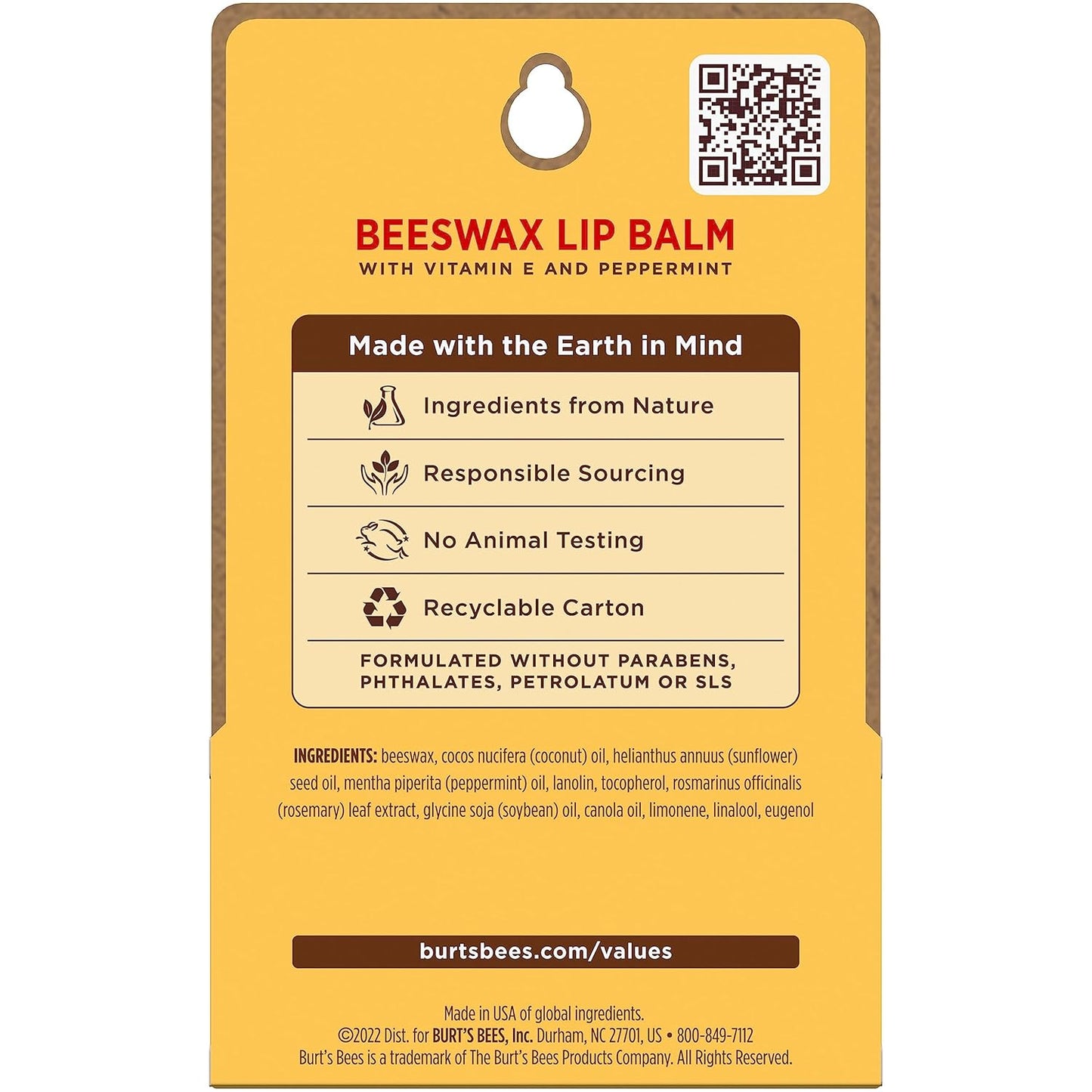 Burt's Bees Lip Balm - Original Beeswax Moisturizer | Natural Conditioning Treatment, 2 Tubes, 0.15 oz