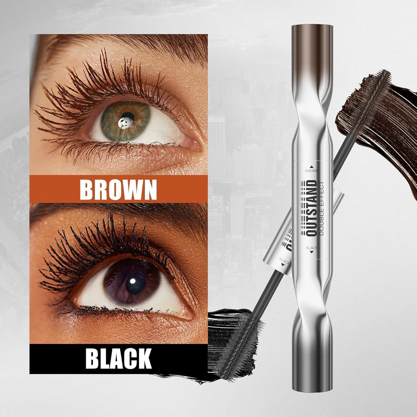 Skiennix Women's Tubing Mascara - 2-in-1 Black & Brown, Volumizing, Waterproof, Hypoallergenic