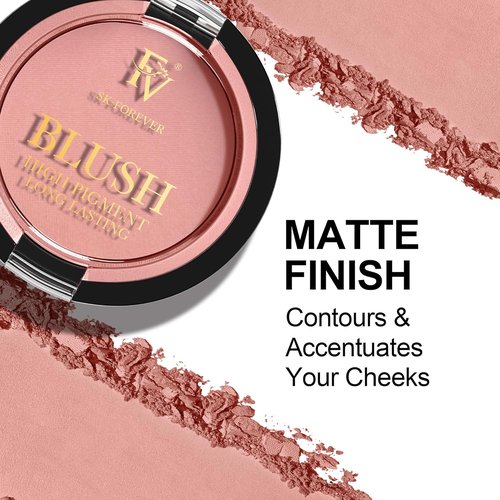 FV Long Lasting Powder Blush - Lightweight, Smooth & Blendable Cheek Makeup | Transfer-Resistant Matte Finish (Pink Matte, 0.17 OZ)