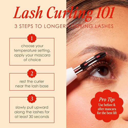 Grande Cosmetics LASH-LIFT Heated Lash Curler - Rechargeable & Travel-Friendly with 2 Heat Settings - White