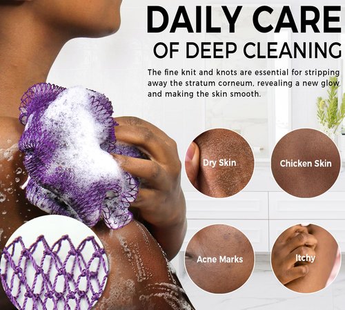 African Net Sponge Authentic - 2 Pieces Real African Loofah Shower Sponges - Body Scrubber Exfoliating Washcloth - Africa Bath Sponges for Back Scrubber Shower Accessories