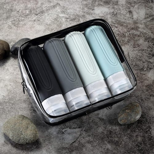 Mrsdry Travel Bottles - TSA Approved 3oz Leak-Proof Silicone Containers for Toiletries | 4 Pack