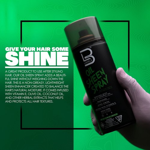 L3 Level 3 Oil Sheen Spray - Adds Shine to Hair After Styling - Infused with Vitamin E, Olive, Coconut Oil and Herbal Extracts
