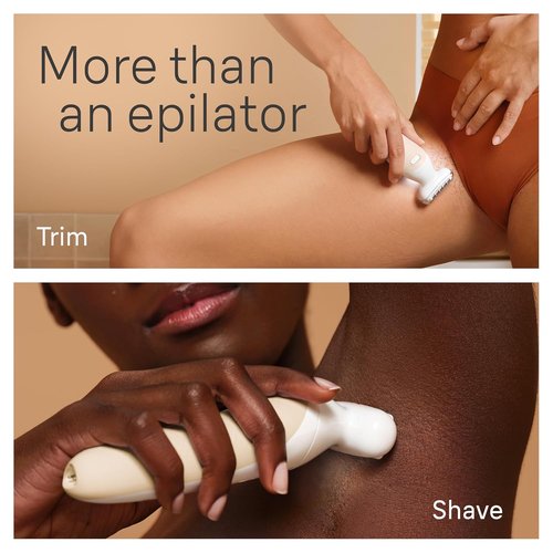 Braun Silk-épil 9 Flex Epilator - 360° Flex Head for Wet & Dry Use | Includes Shaver Head & Trimmer Comb, Tinted Gold