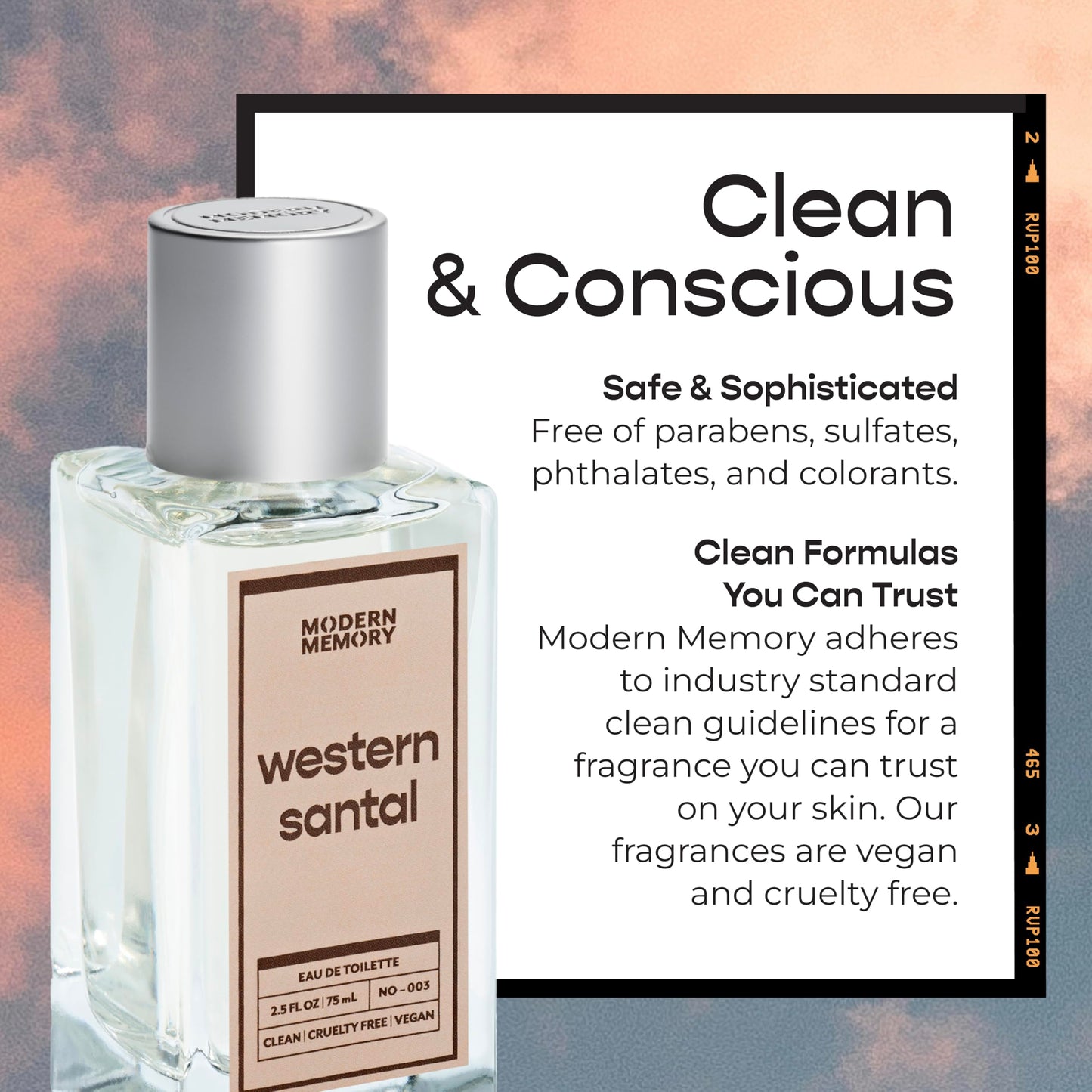 Modern Memory Western Santal Eau de Toilette for Men, Notes of Citrus, Sandalwood, and Musk, Safe for Sensitive Skin, Luxury Fragrance, 2.5 fl oz