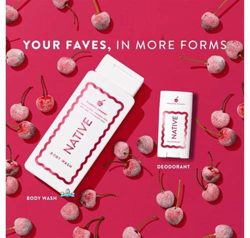 Native Holiday Limited Edition Mini Deodorant - Aluminum-Free Frosted Cherry - Travel Size 0.35oz (Pack of 2)