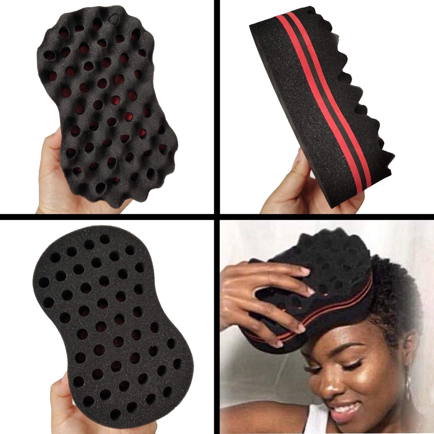 WULI PEACH 2PCS Hair Curl Sponge, Magic Curly Sponge Gloves Barber Curl Twist Sponge Glove Hair Sponge for Curling Twisting and Dread, Hair Brush Sponges for Black Men Curls (Twist Brush+Glove)