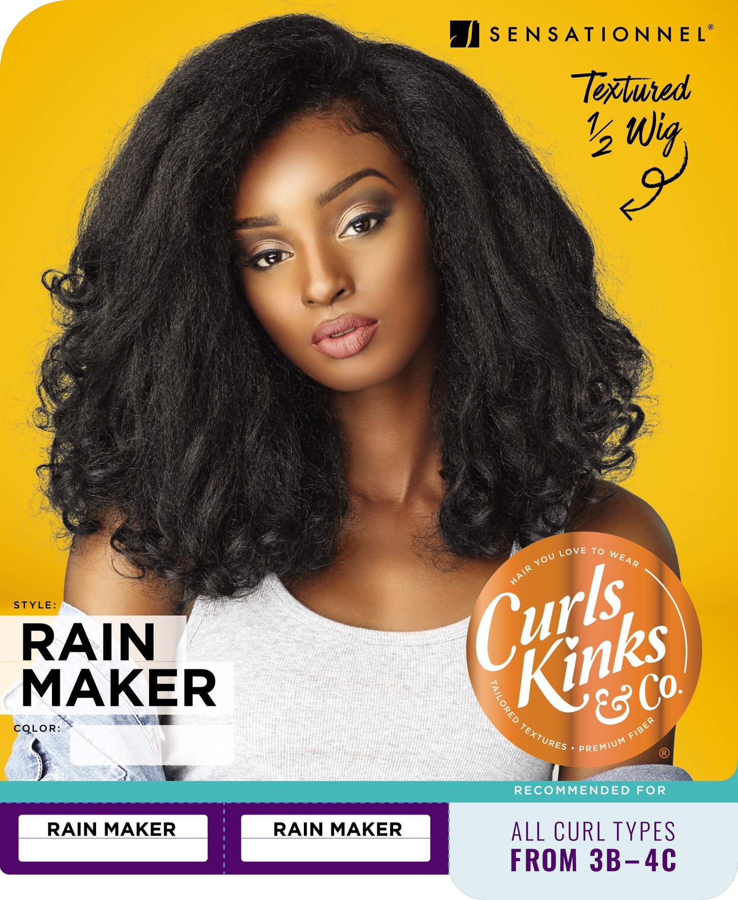 Sensationnel CKCO HalfWig - synthetic Instant weave half wig - Curls Kinks and Co RAIN MAKER (1 JETBLACK)