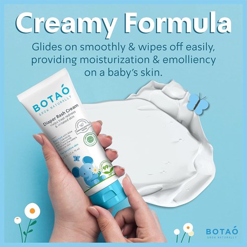 BOTAO Baby's Natural Diaper Cream - EWG Verified Organic Formula | Soothes Rashes with Aloe Vera & Calendula | 2.5 Oz