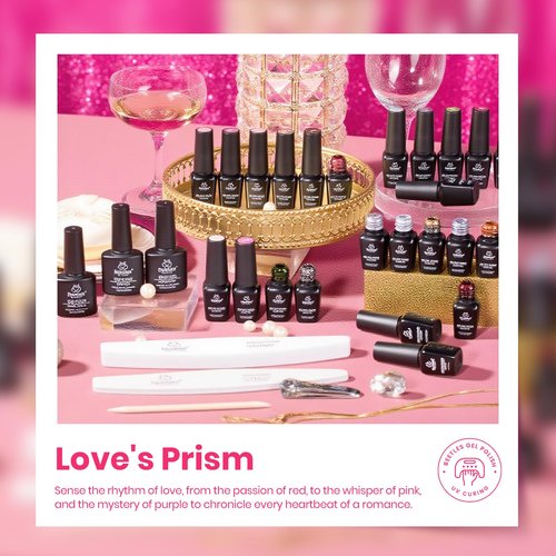 Beetles Pink Gel Polish Set - Love's Prism 25 Color Pink Gel Polish Set with Nail Tools, White Red Glitter Pearl Spring Nail Gel, Salon DIY Soak Off UV Nail Lamp Easter Gifts for Women