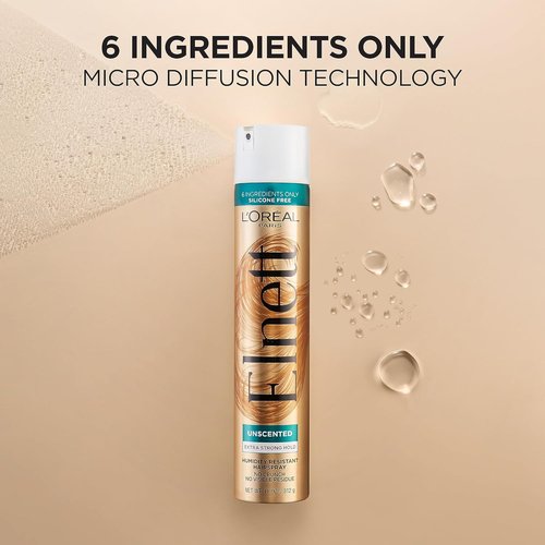 L'Oreal Paris Elnett Satin Hairspray - Extra Strong Hold, Unscented, 11 Ounce (Pack of 2)