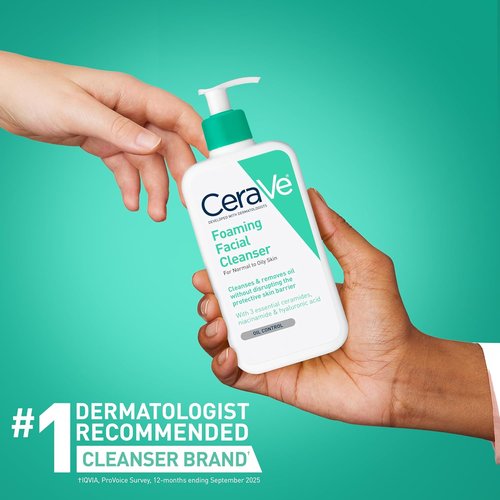 CeraVe Foaming Facial Cleanser - Daily Oil Control Face Wash with Hyaluronic Acid & Niacinamide | 8 Fl Oz