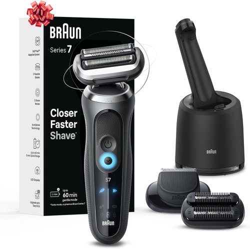 Braun Electric Shaver - Series 7 7185cc | Waterproof Wet & Dry Shaving Kit with Beard Trimmer, 60 Min Runtime