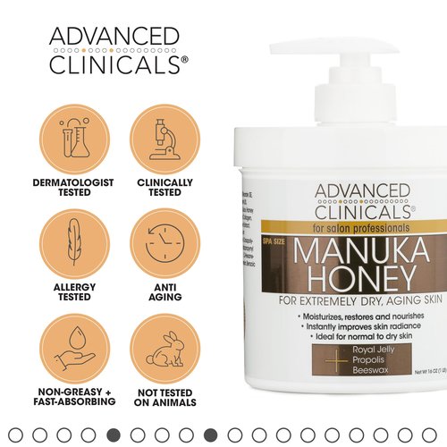 Advanced Clinicals Manuka Honey Cream Face Moisturizer & Body Butter Lotion For Dry Skin | Firming & Hydrating Miracle Balm Skin Care Moisturizing Lotion For Women, Wrinkles, & Sun Damaged Skin, 16oz
