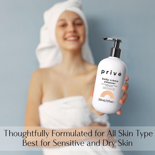 Privé Ultra-Hydrating Body Crème Cleanser - Moisturizing Formula for Dry Skin - Gentle Spa-Like Indulgence - 12 fl oz