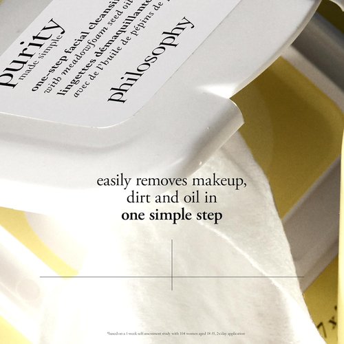 Philosophy Purity Made Simple Facial Cleansing Cloths - Effortlessly Removes Makeup & Dirt - Travel-Friendly