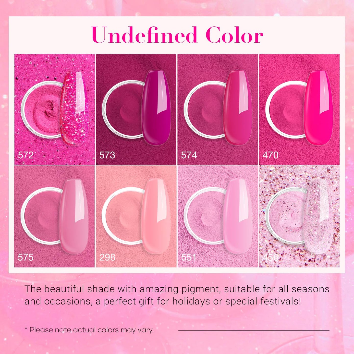 AZUREBEAUTY Dip Powder Nail Starter Kit with Matte Coat, 8 Hot Pink Glitter Neon Summer Color, Dipping Powder Liquid Set with Base/Top Coat/ Activator/10 Nail Sticks Salon at Home