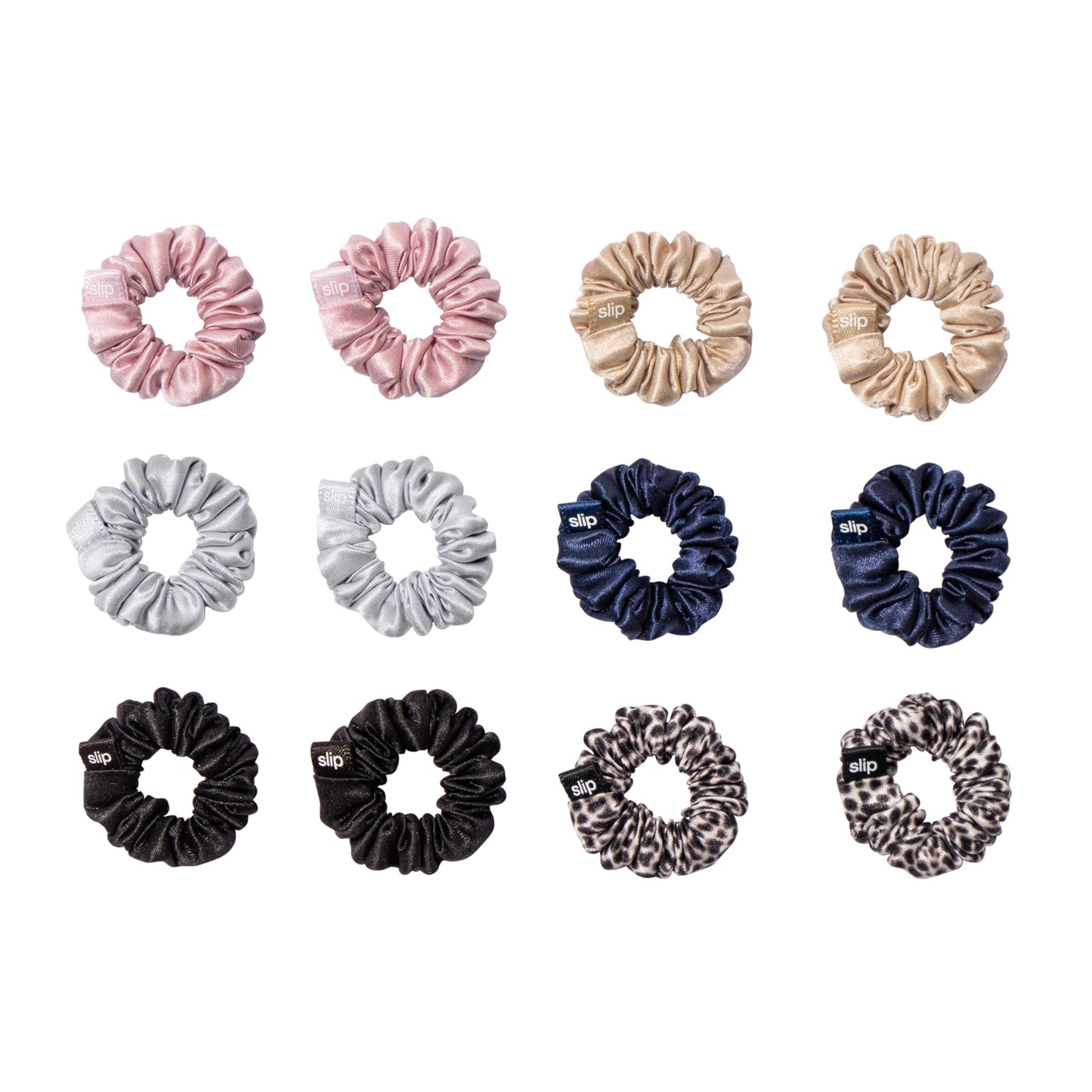 slip Minnie Scrunchies Classic | Pure Silk Scrunchies Set | 100% Mulberry Silk, Anti-Crease, Gentle on Hair, Reduces Breakage | Set of 6 Mini Classic Colors