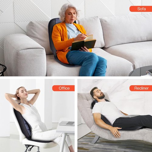 CILI Massage Chair Pad - Back Massager with Heat & 10 Vibration Motors | Ideal for Home & Office Use