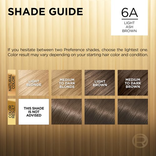 L'Oreal Paris Superior Preference Luminous Fade-Defying Permanent Hair Color, Hair Dye For Up to 9 Weeks of Radiance, Light Ash Brown 6A, 1 Hair Dye Kit
