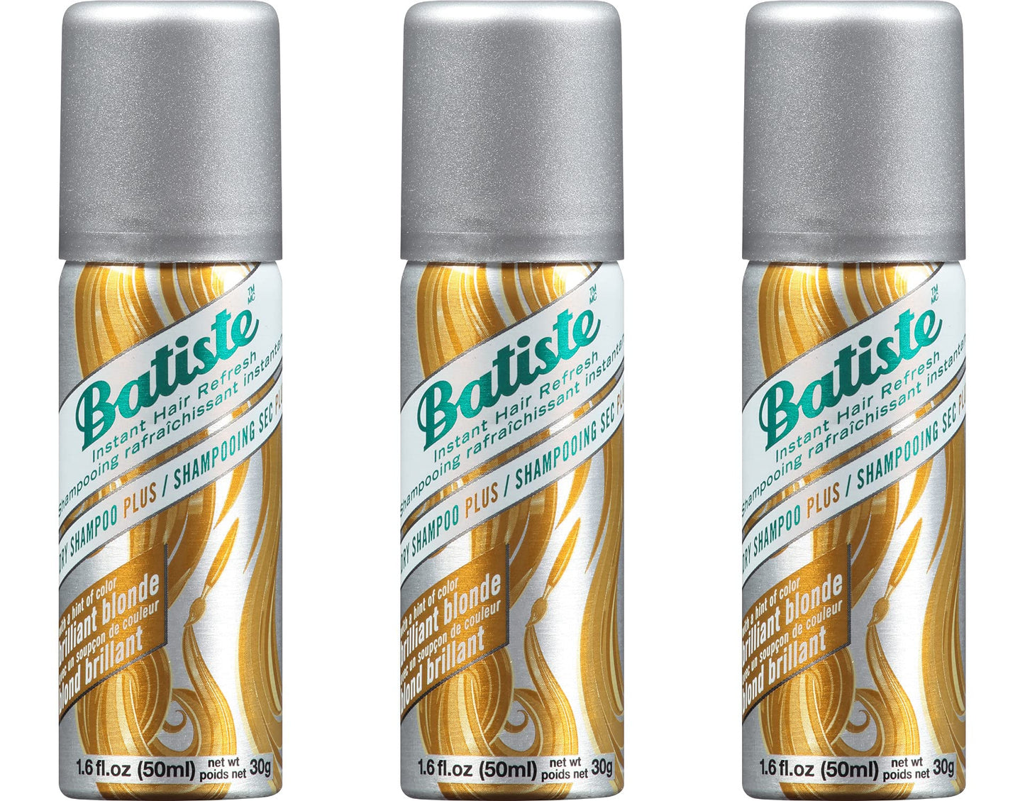 Batiste Dry Shampoo Brilliant Blonde Mini Travel Size 1.6 oz (Pack of 3)