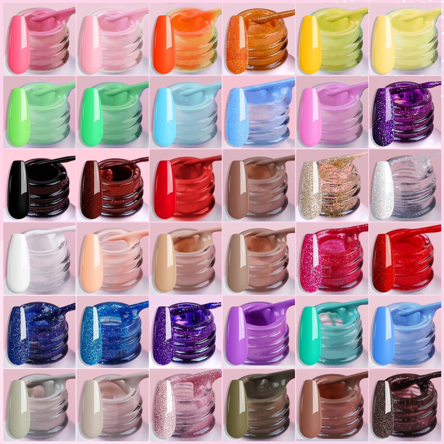 SAVILAND Christmas Gel Nail Polish Liner - 36 Colors Gel Liner Soak Off Nail Polish Gel Polish With Built-in Thin Nail Brush Nail Art DIY At Home Beginner-Friendly French Manicure Kit