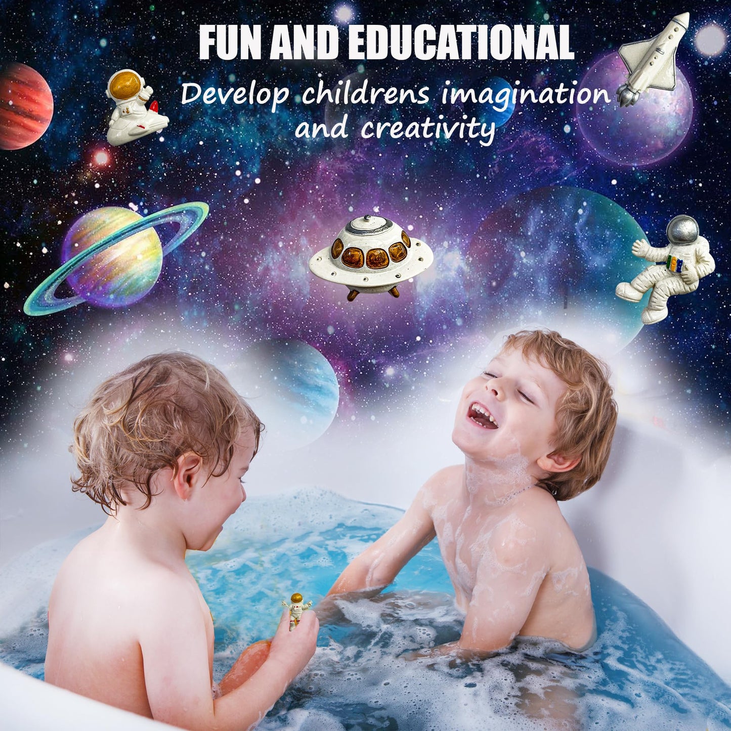 Galaxy Bath Bombs for Kids with Surprise Inside - Organic Bubble Bath Bombs with Educational Outer Space Planet Toys. Gentle, Natural & Kids Friendly - Birthday Gifts for Kids, Boys, Toddlers, Girls