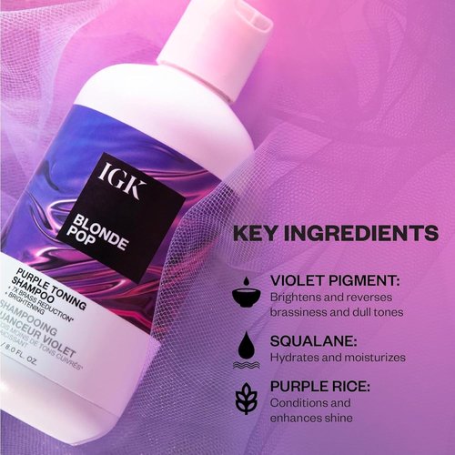 IGK BLONDE POP Purple Shampoo - Neutralizes Brass & Brightens Blonde Hair | Vegan & Cruelty-Free | 8 Oz