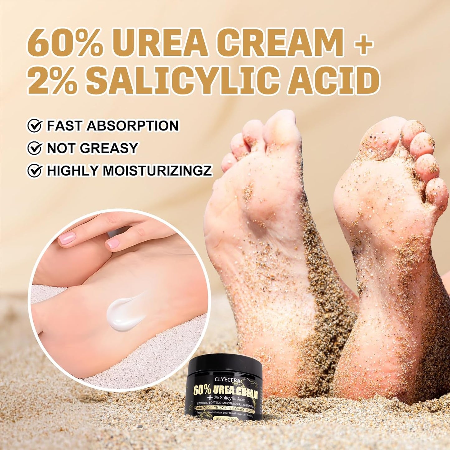 Urea Cream 60% with 2% Salicylic Acid - Maximum Strength Moisturizer for Rough, Dry Skin | 150g