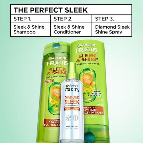 Garnier Fructis Hair Shine Spray - Frizz Control & Heat Protectant with Vegan Keratin, 4.6 Fl Oz