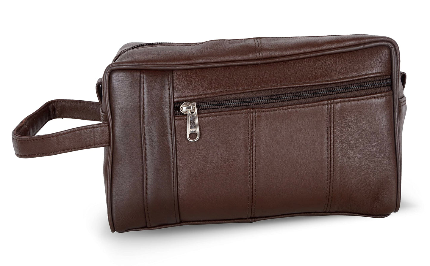 Liberty Leather - Genuine Sheep Nappa Leather Unisex Luxury Toiletry Travel Bag | Bathroom Organizer with Multiple Compartments for Men and Women | Portable Cosmetic Case for Traveling Dopp Kit